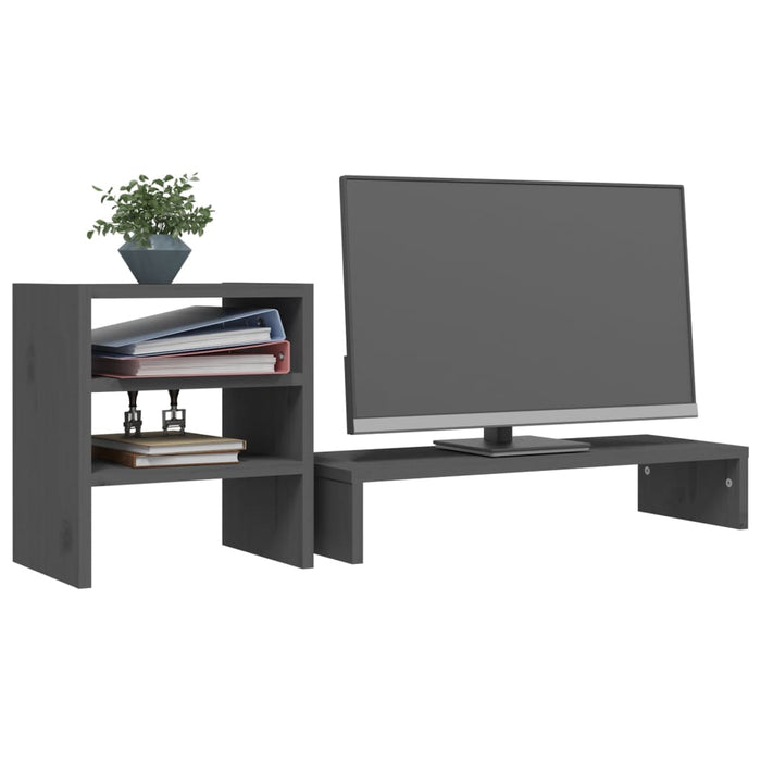 Supporto per Monitor Grigio 81x20x30 cm Legno Massello di Pino cod mxl 61207