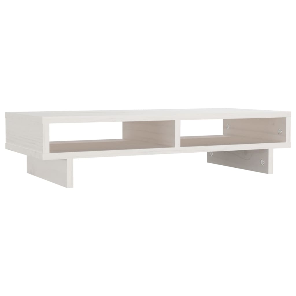 Supporto per Monitor Bianco 60x27x14 cm Legno Massello di Pino 814000