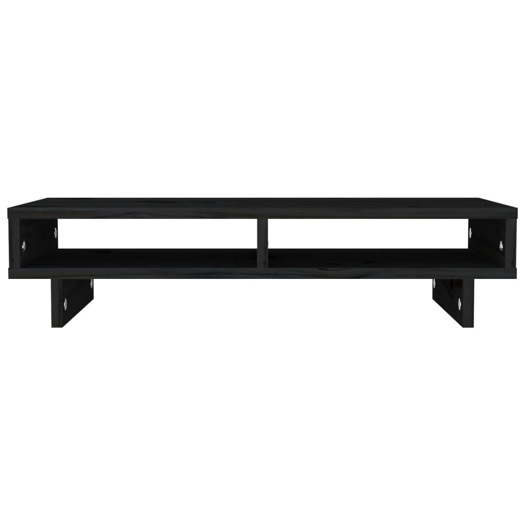 Supporto per Monitor Nero 60x27x14 cm in Legno Massello di Pino 814003