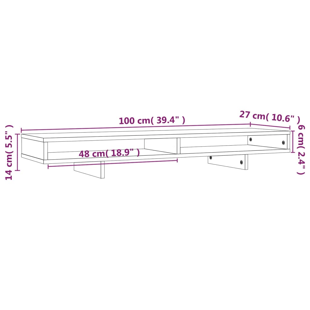 Supporto per Monitor 100x27x14 cm in Legno Massello di Pino cod mxl 66200