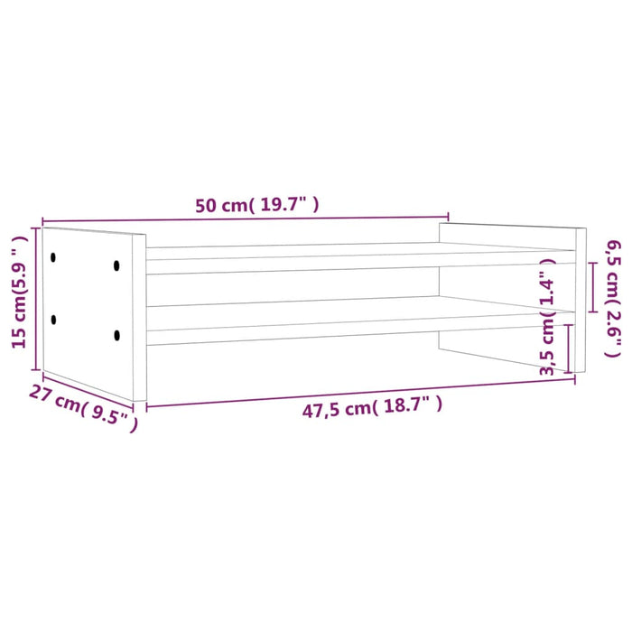 Supporto per Monitor Bianco 50x27x15 cm Legno Massello di Pino cod mxl 61097