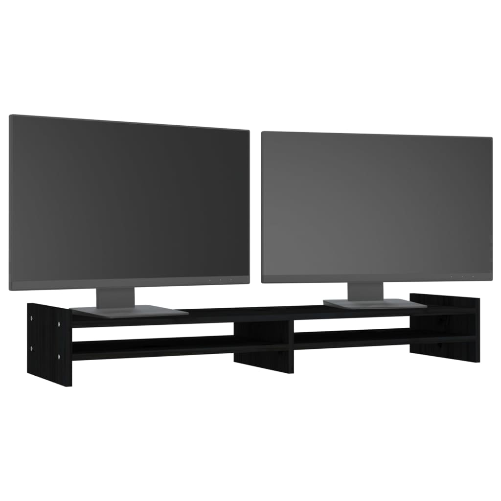 Supporto per Monitor Nero 100x27x15cm in Legno Massello di Pino cod mxl 73059