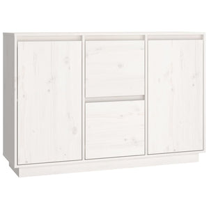 Credenza Bianca 111x34x75 cm in Legno Massello di Pino