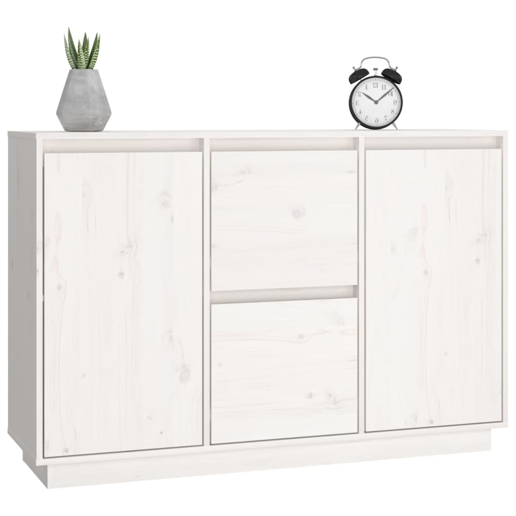 Credenza Bianca 111x34x75 cm in Legno Massello di Pino