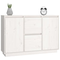 Credenza Bianca 111x34x75 cm in Legno Massello di Pino 814310