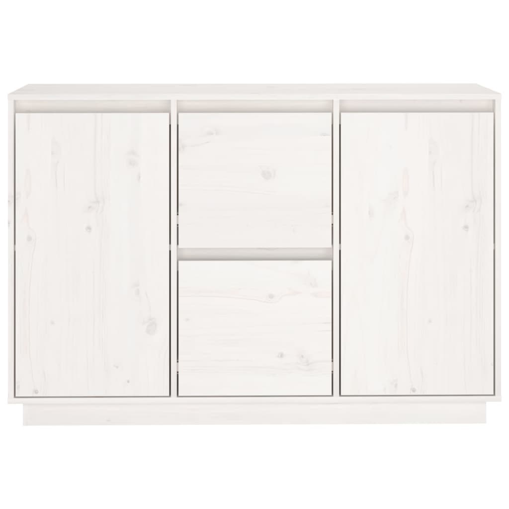 Credenza Bianca 111x34x75 cm in Legno Massello di Pino