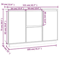 Credenza Bianca 111x34x75 cm in Legno Massello di Pino