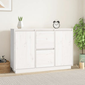 Credenza Bianca 111x34x75 cm in Legno Massello di Pino