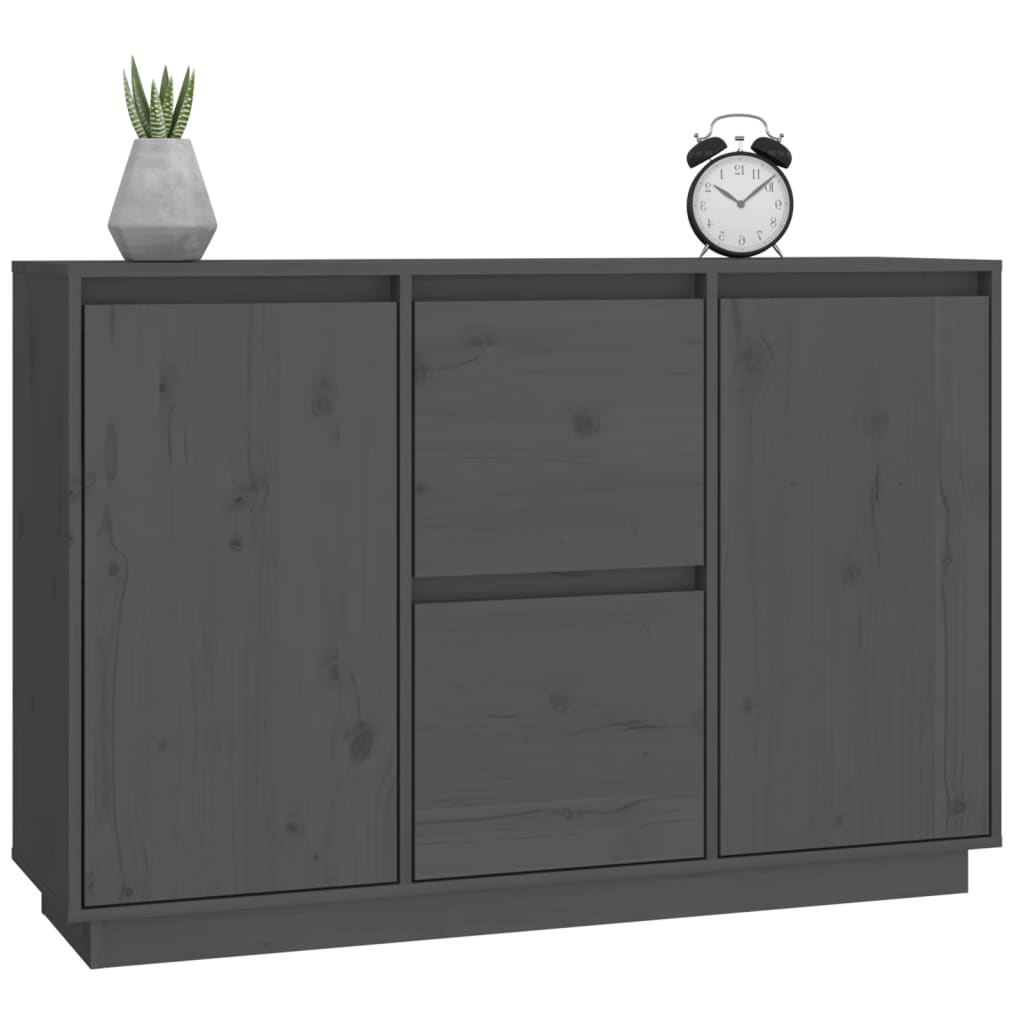 Credenza Grigia 111x34x75 cm in Legno Massello di Pino