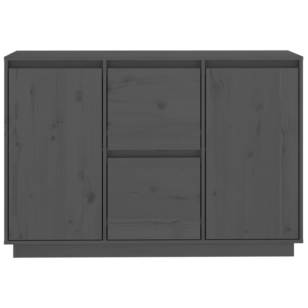 Credenza Grigia 111x34x75 cm in Legno Massello di Pino