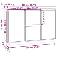 Credenza Grigia 111x34x75 cm in Legno Massello di Pino