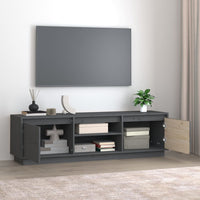 Mobile Porta TV Grigio 140x35x40 cm in Legno Massello di Pino 814316