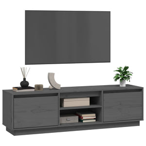 Mobile Porta TV Grigio 140x35x40 cm in Legno Massello di Pino 814316