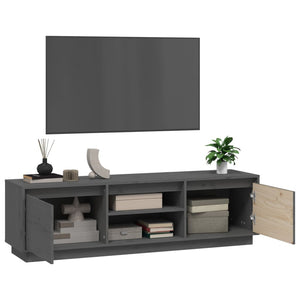 Mobile Porta TV Grigio 140x35x40 cm in Legno Massello di Pino 814316