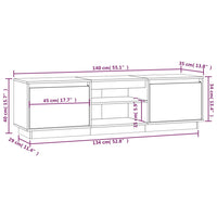 Mobile Porta TV Grigio 140x35x40 cm in Legno Massello di Pino 814316