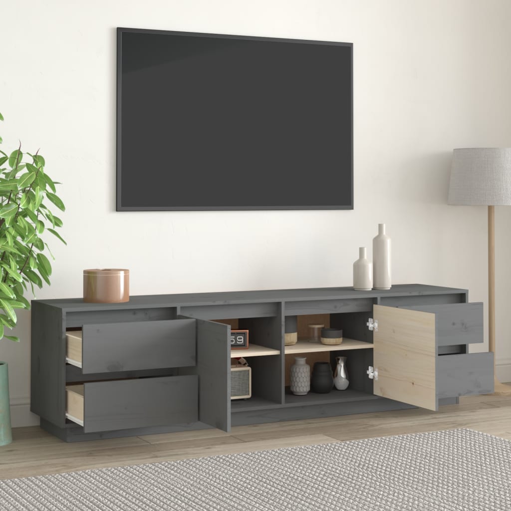 Mobile Porta TV Grigio 176x37x47,5 cm in Legno Massello di Pino cod mxl 23551