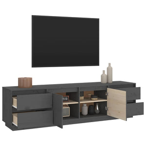 Mobile Porta TV Grigio 176x37x47,5 cm in Legno Massello di Pino cod mxl 23551