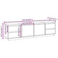 Mobile Porta TV Grigio 176x37x47,5 cm in Legno Massello di Pino cod mxl 23551