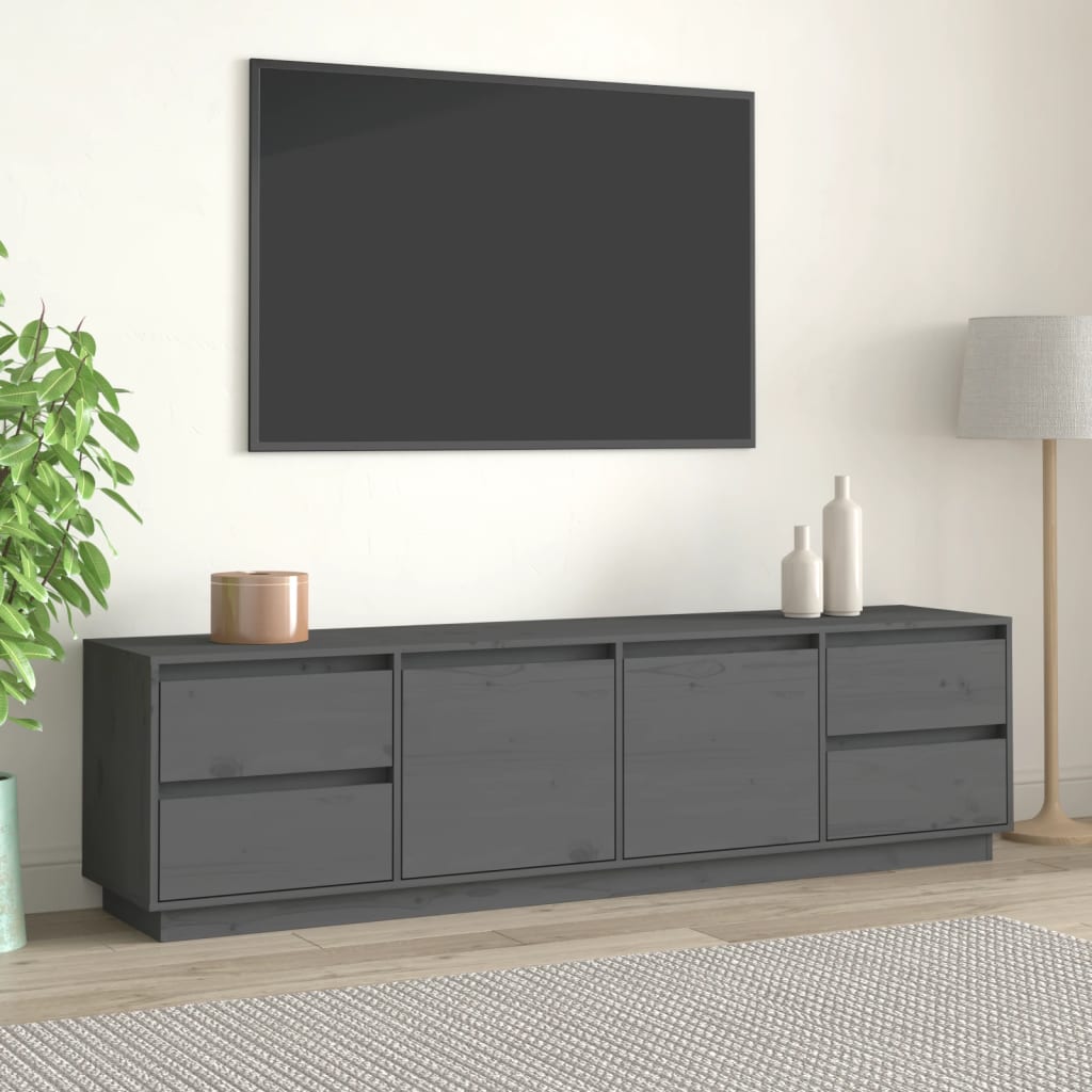 Mobile Porta TV Grigio 176x37x47,5 cm in Legno Massello di Pino cod mxl 23551