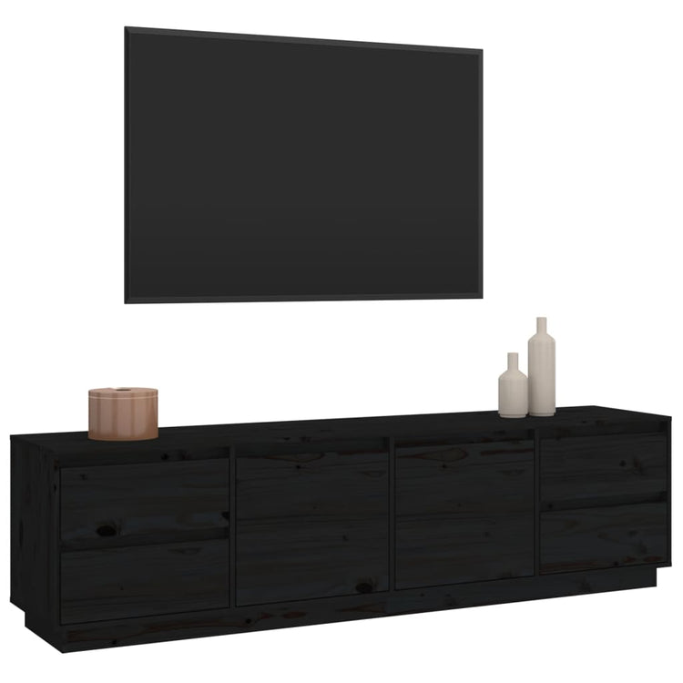 Mobile Porta TV Nera 176x37x47,5 cm in Legno Massello di Pino cod mxl 16502