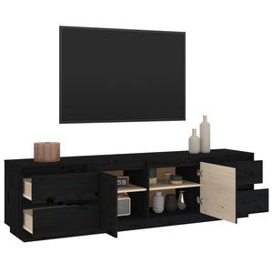 Mobile Porta TV Nera 176x37x47,5 cm in Legno Massello di Pino cod mxl 16502