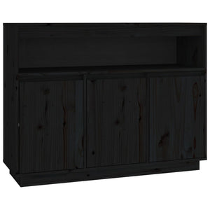 Credenza Nera 104,5x34x80 cm in Legno Massello di Pino cod mxl 65679