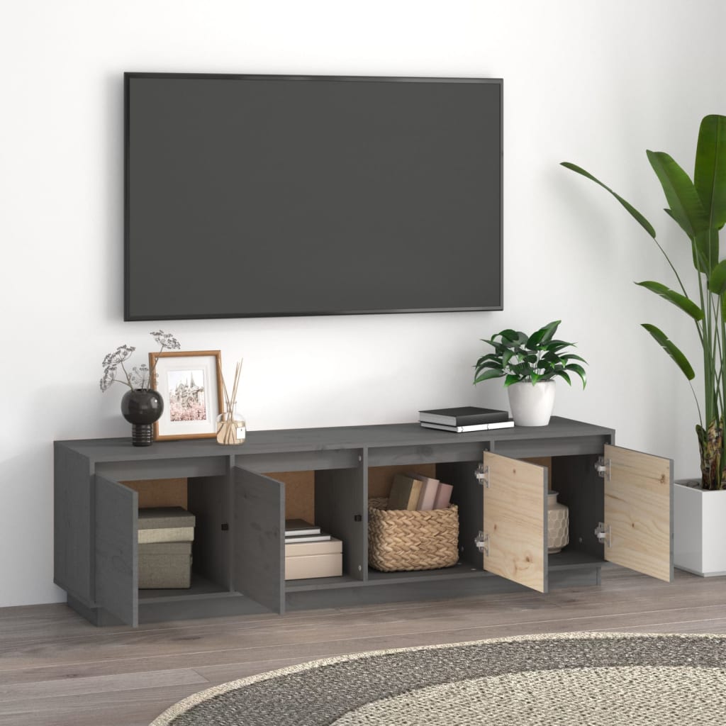 Mobile Porta TV Grigio 156x37x45 cm in Legno Massello di Pino cod mxl 15767