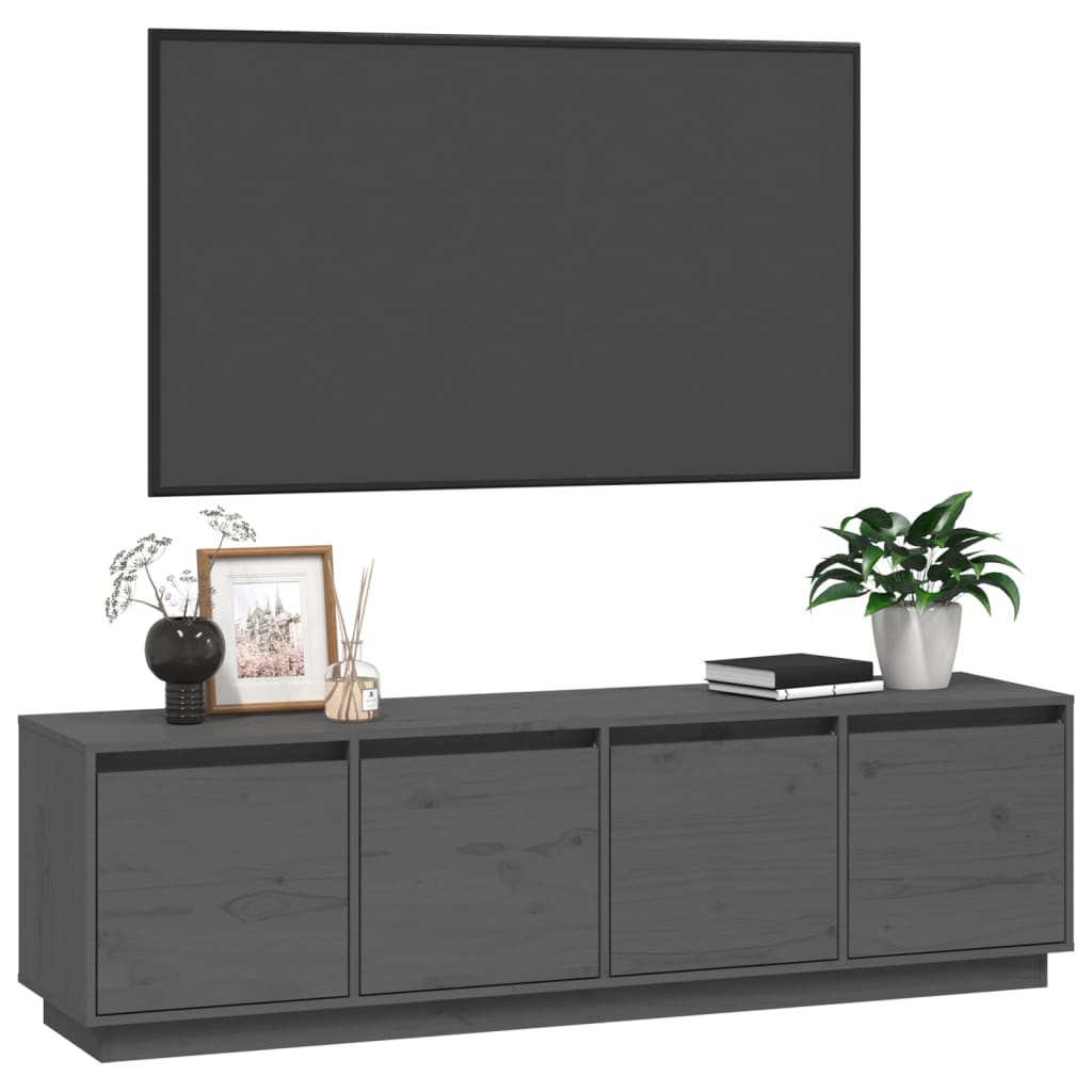 Mobile Porta TV Grigio 156x37x45 cm in Legno Massello di Pino cod mxl 15767