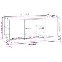 Tavolino da Salotto Grigio 90x49x40,5 cm Legno Massello di Pino