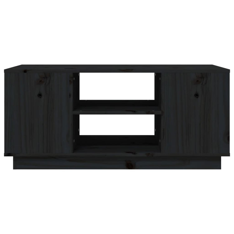 Tavolino da Salotto Nero 90x49x40,5 cm Legno Massello di Pino