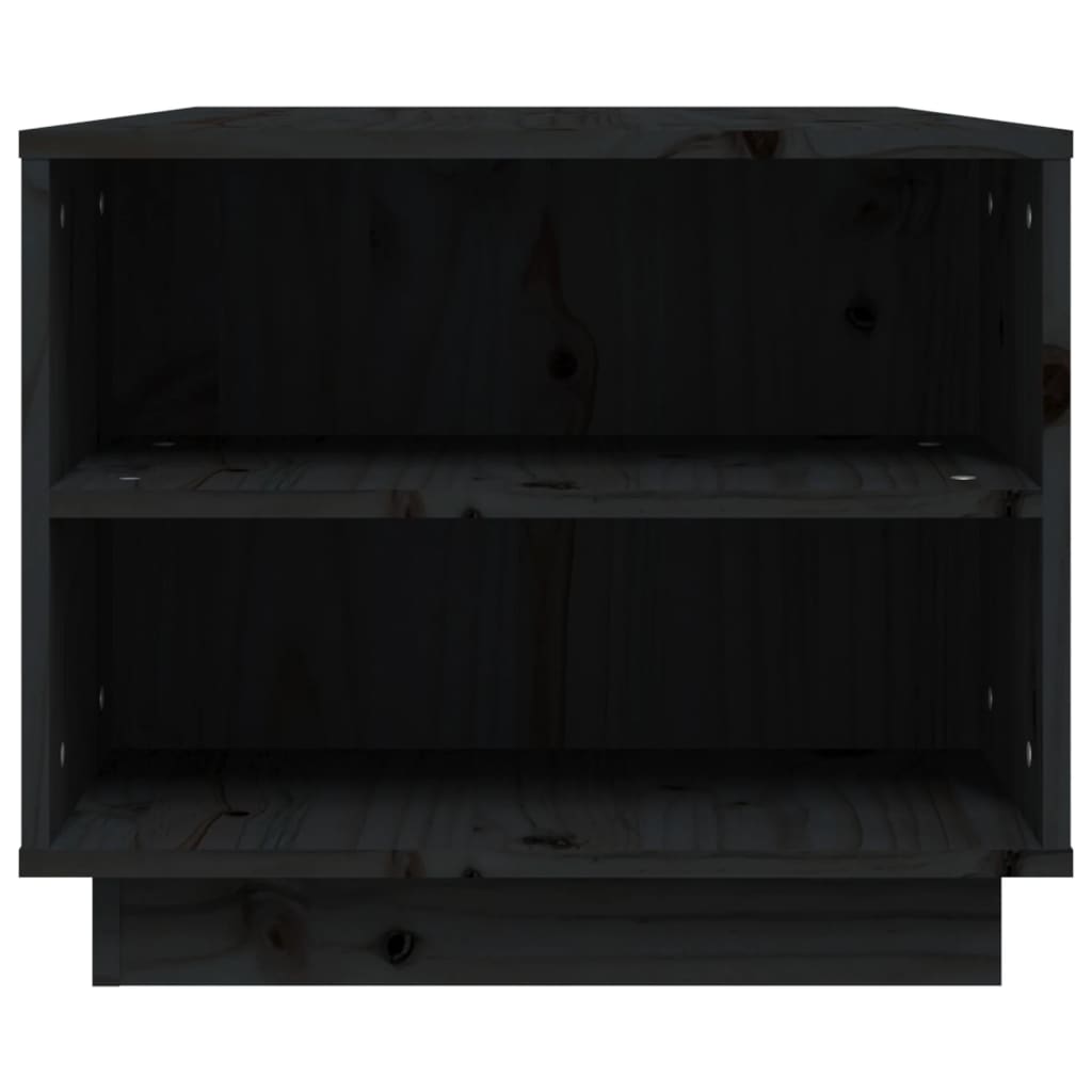 Tavolino da Salotto Nero 90x49x40,5 cm Legno Massello di Pino