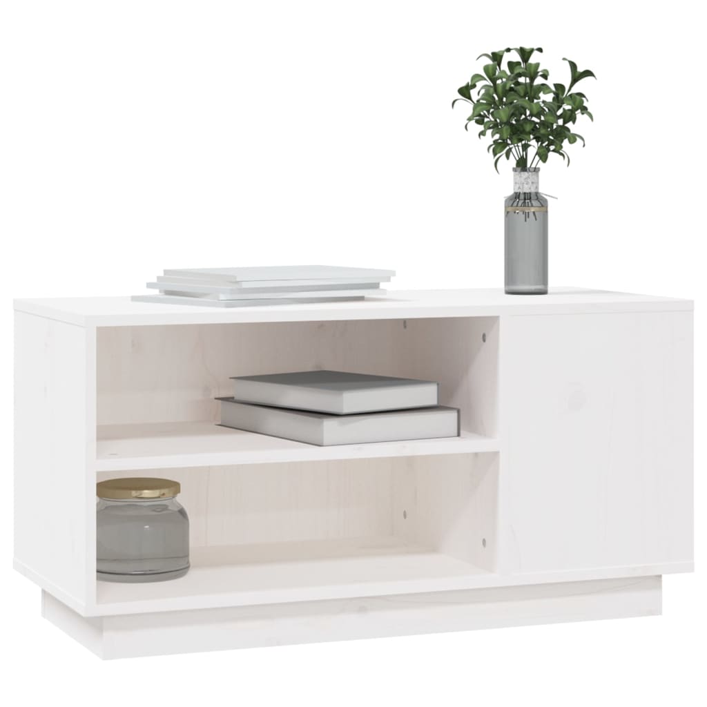 Mobile Porta TV Bianco 80x35x40,5 cm in Legno Massello di Pino cod mxl 26830