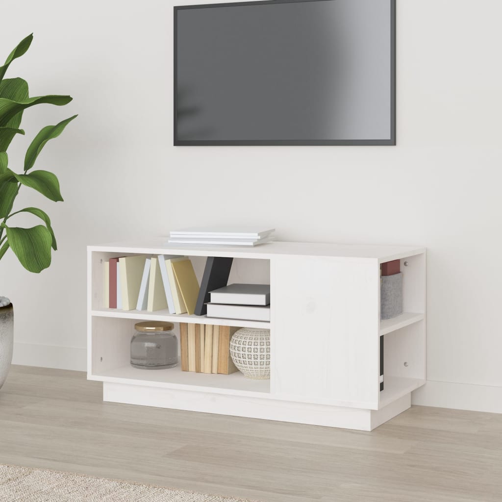 Mobile Porta TV Bianco 80x35x40,5 cm in Legno Massello di Pino cod mxl 26830