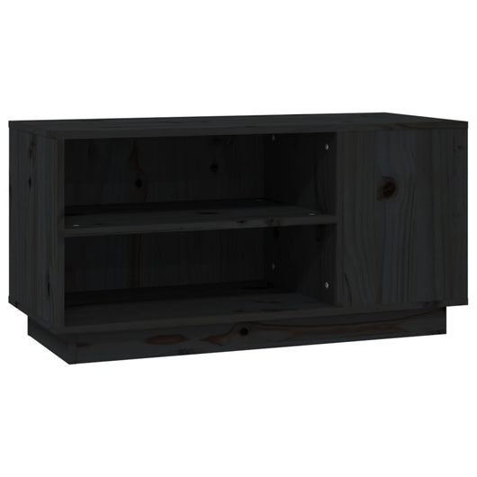 Mobile Porta TV Nera 80x35x40,5 cm in Legno Massello di Pino cod mxl 27680