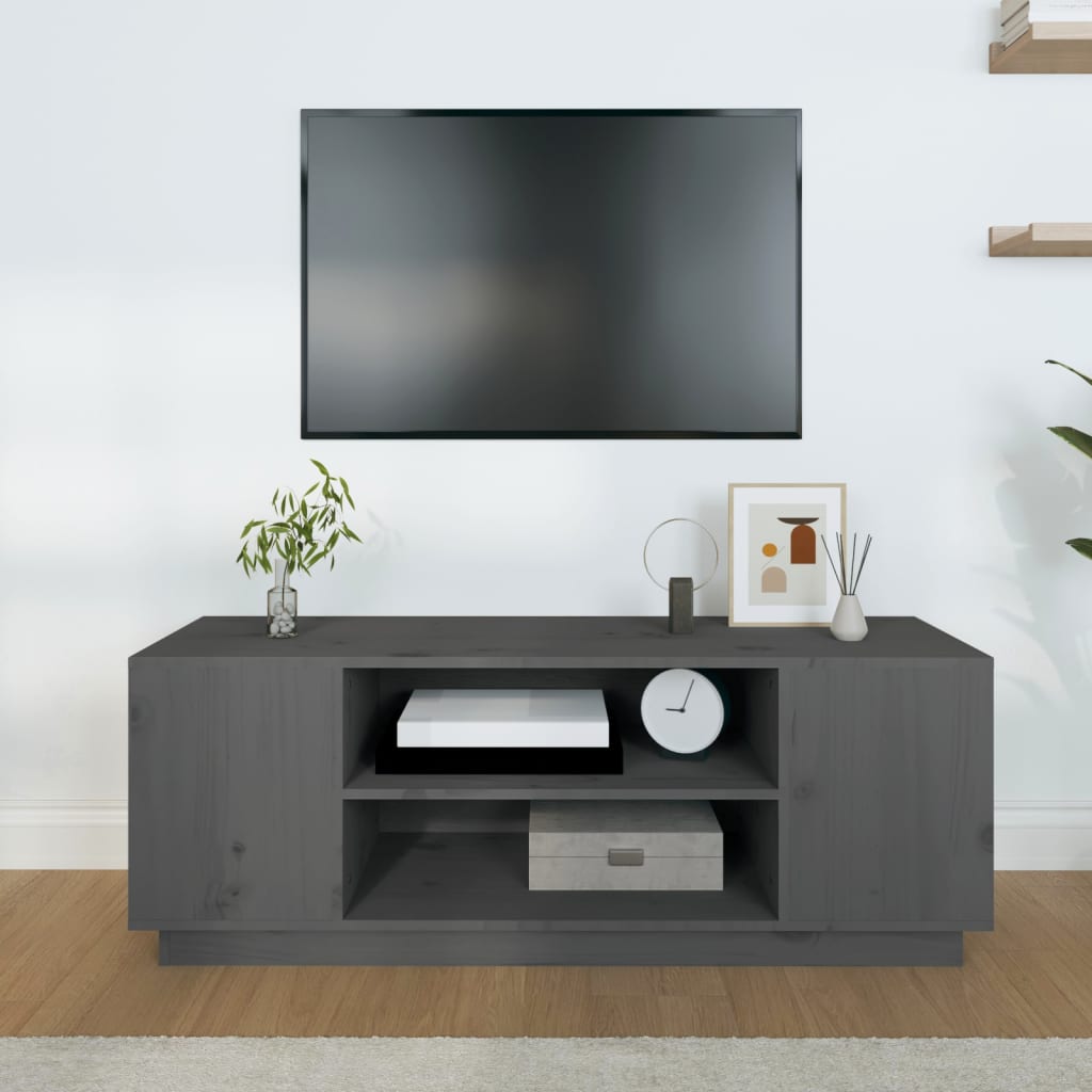 Mobile Porta TV Grigio 110x35x40,5 cm in Legno Massello di Pino cod mxl 26130