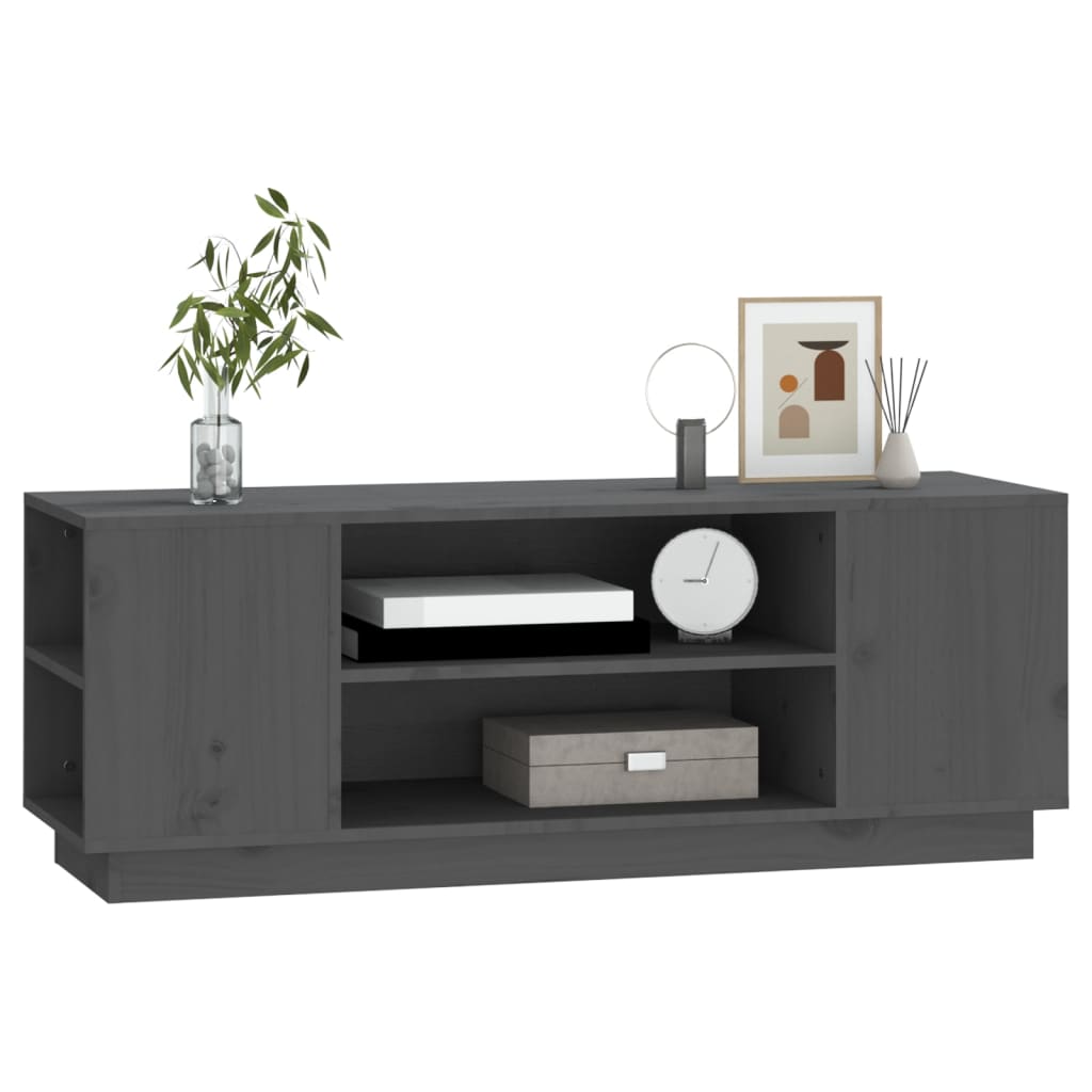 Mobile Porta TV Grigio 110x35x40,5 cm in Legno Massello di Pino cod mxl 26130