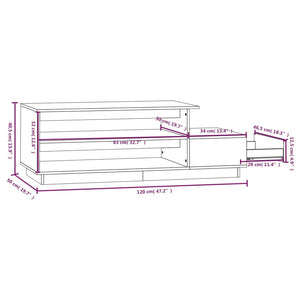 Tavolino da Salotto Grigio 120x50x40,5cm Legno Massello di Pino 814416