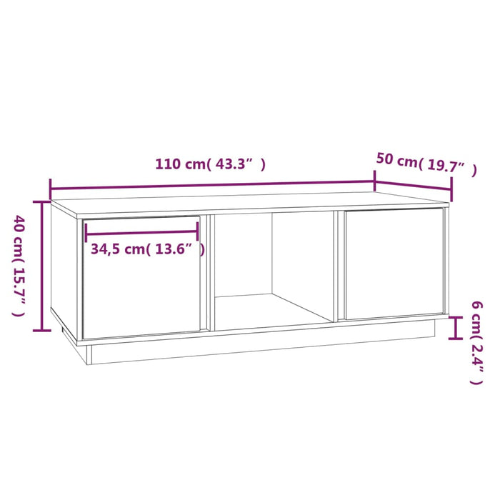 Tavolino da Salotto 110x50x40 cm in Legno Massello di Pino 814424