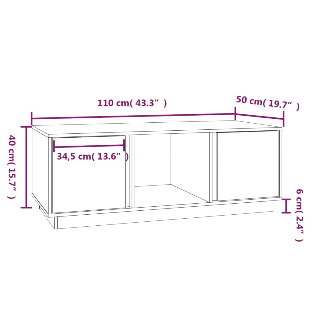 Tavolino da Salotto Miele 110x50x40 cm Legno Massello di Pino cod mxl 26096