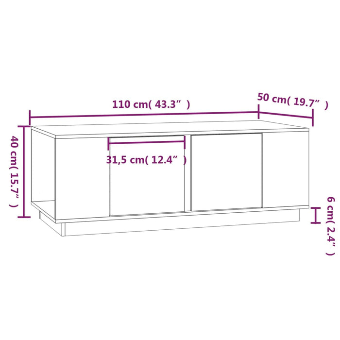 Tavolino da Salotto 110x50x40 cm in Legno Massello di Pino cod mxl 26779