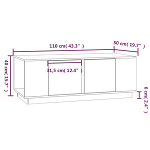 Tavolino da Salotto Grigio 110x50x40 cm Legno Massello di Pino