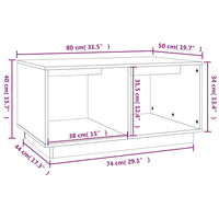 Tavolino da Salotto Grigio 80x50x40 cm Legno Massello di Pino cod 11230