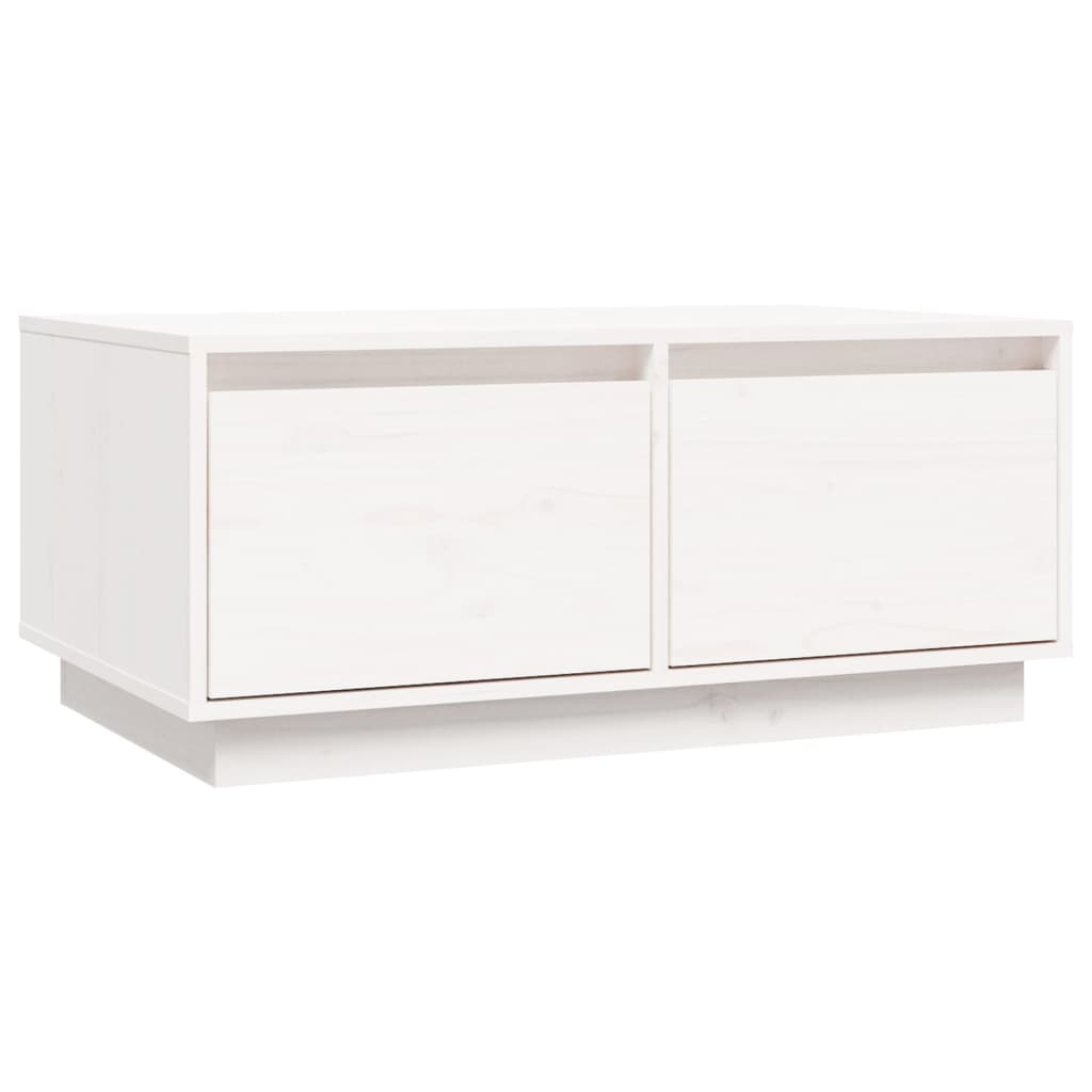 Tavolino da Salotto Bianco 80x50x35 cm Legno Massello di Pino cod 11235