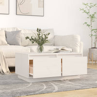 Tavolino da Salotto Bianco 80x50x35 cm Legno Massello di Pino cod 11235