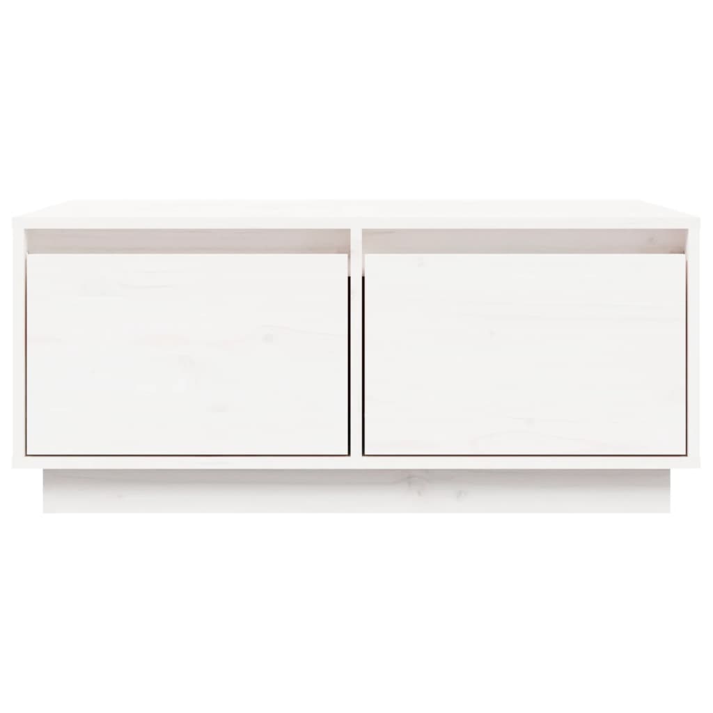 Tavolino da Salotto Bianco 80x50x35 cm Legno Massello di Pino