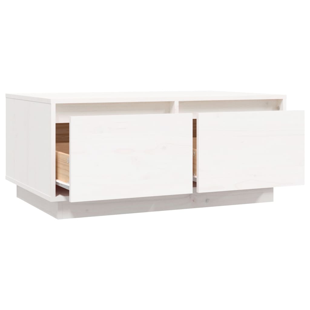 Tavolino da Salotto Bianco 80x50x35 cm Legno Massello di Pino cod 11235