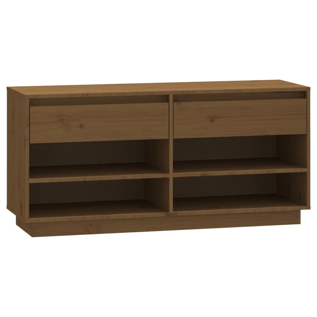 Scarpiera Miele 110x34x52 cm in Legno Massello di Pino cod 11341