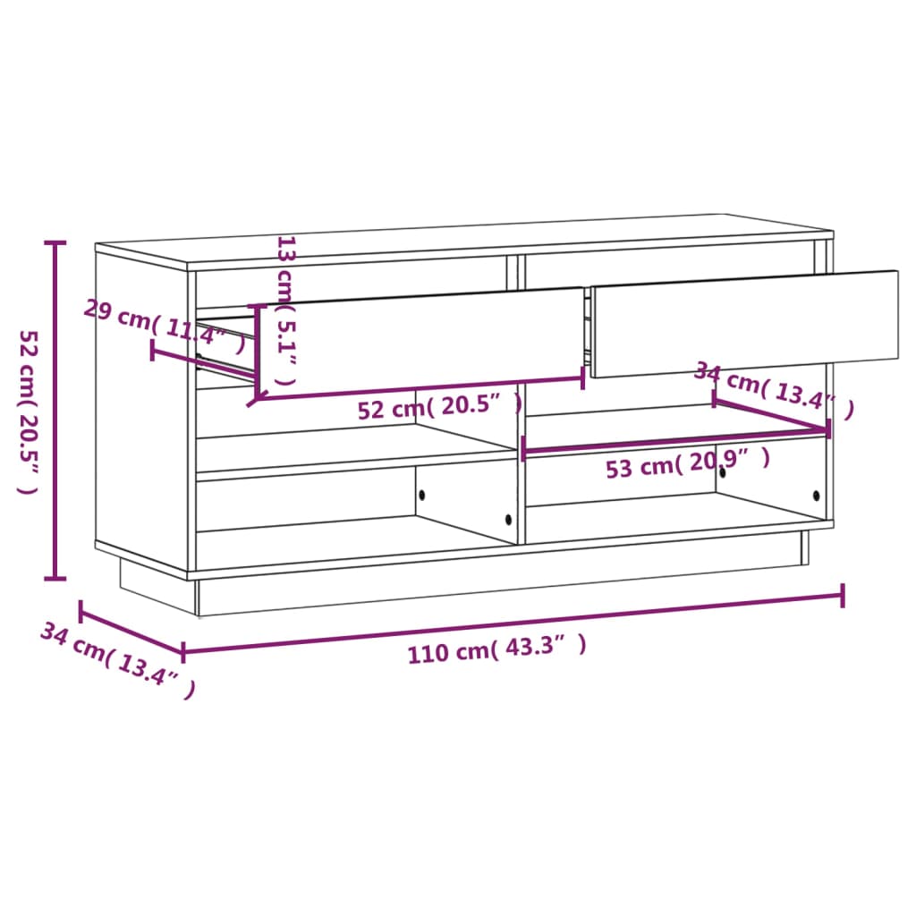 Scarpiera Miele 110x34x52 cm in Legno Massello di Pino cod 11341