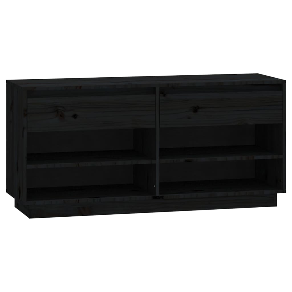 Scarpiera Nera 110x34x52 cm in Legno Massello di Pino 814448