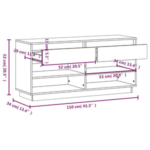 Scarpiera Nera 110x34x52 cm in Legno Massello di Pino